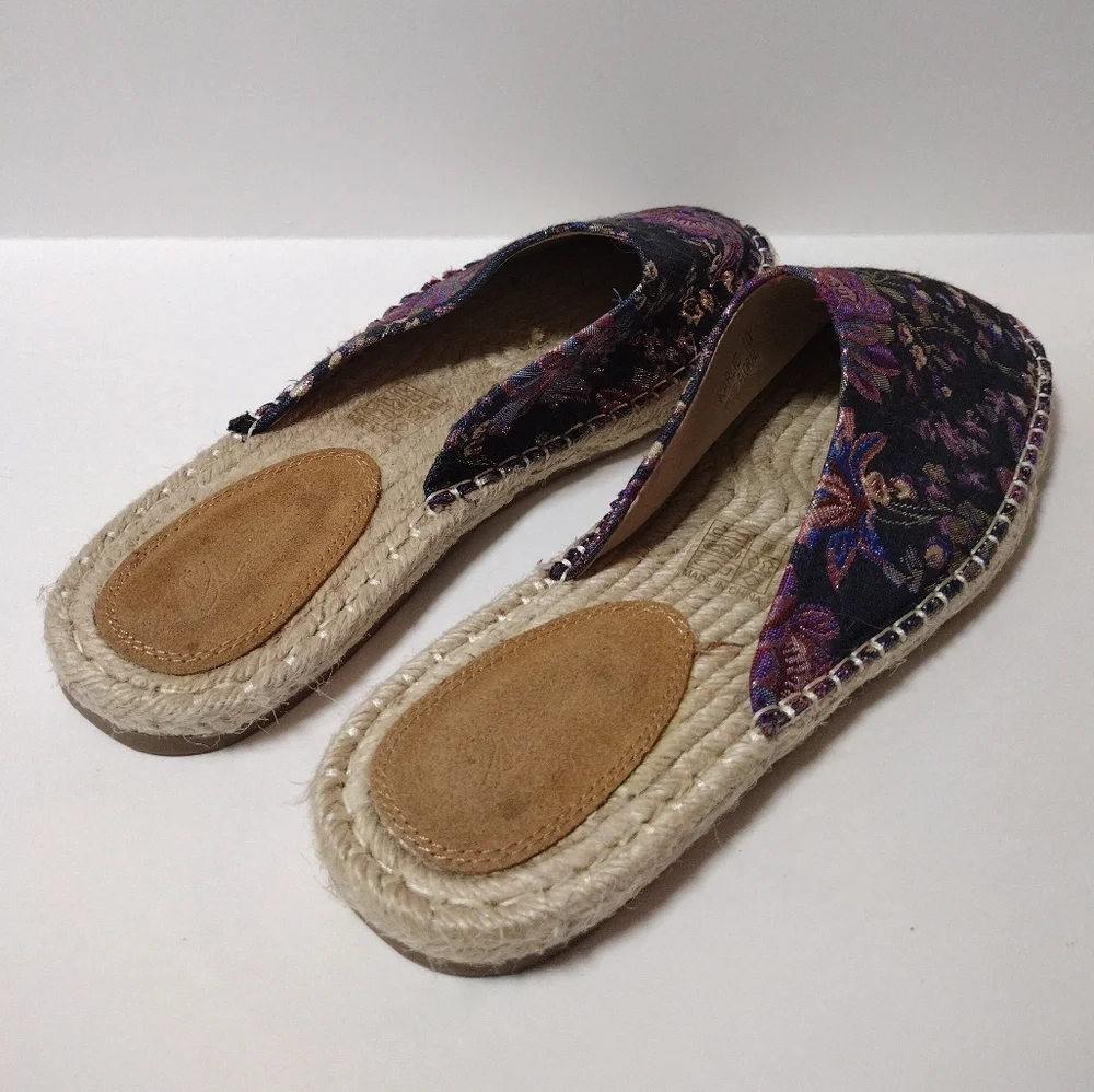 Vintage Havana Karli Espadrille Mule Size 10 Blue Floral